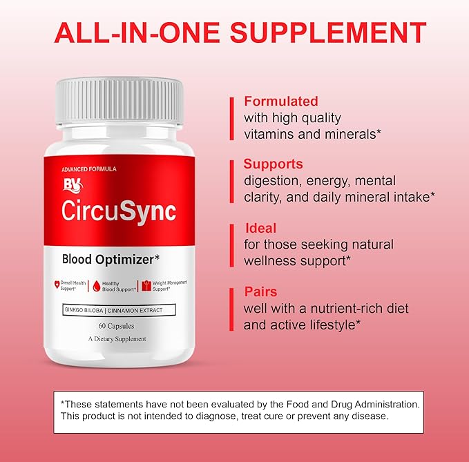 BLUE VIBE Circusync Capsules, Circu Sync Advanced Daily Multivitamin Health Support and All Natural Wellness Supplement Formula, Circusync Health and Blood Support Formula (5 Pack - 300 Capsules)