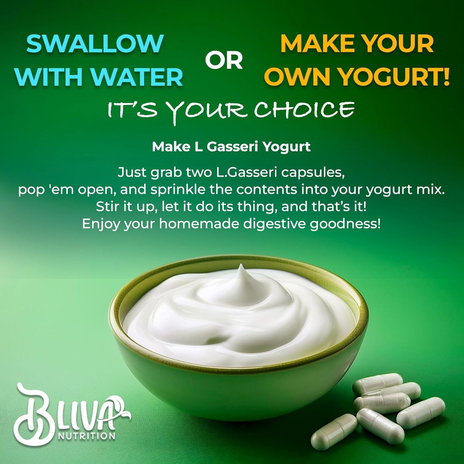 BLIVA Lactobacillus Gasseri Capsules – L Gasseri - 50 Billion CFU per Serving - Highest CFU Count L. Gasseri Supplement - 90 Capsules