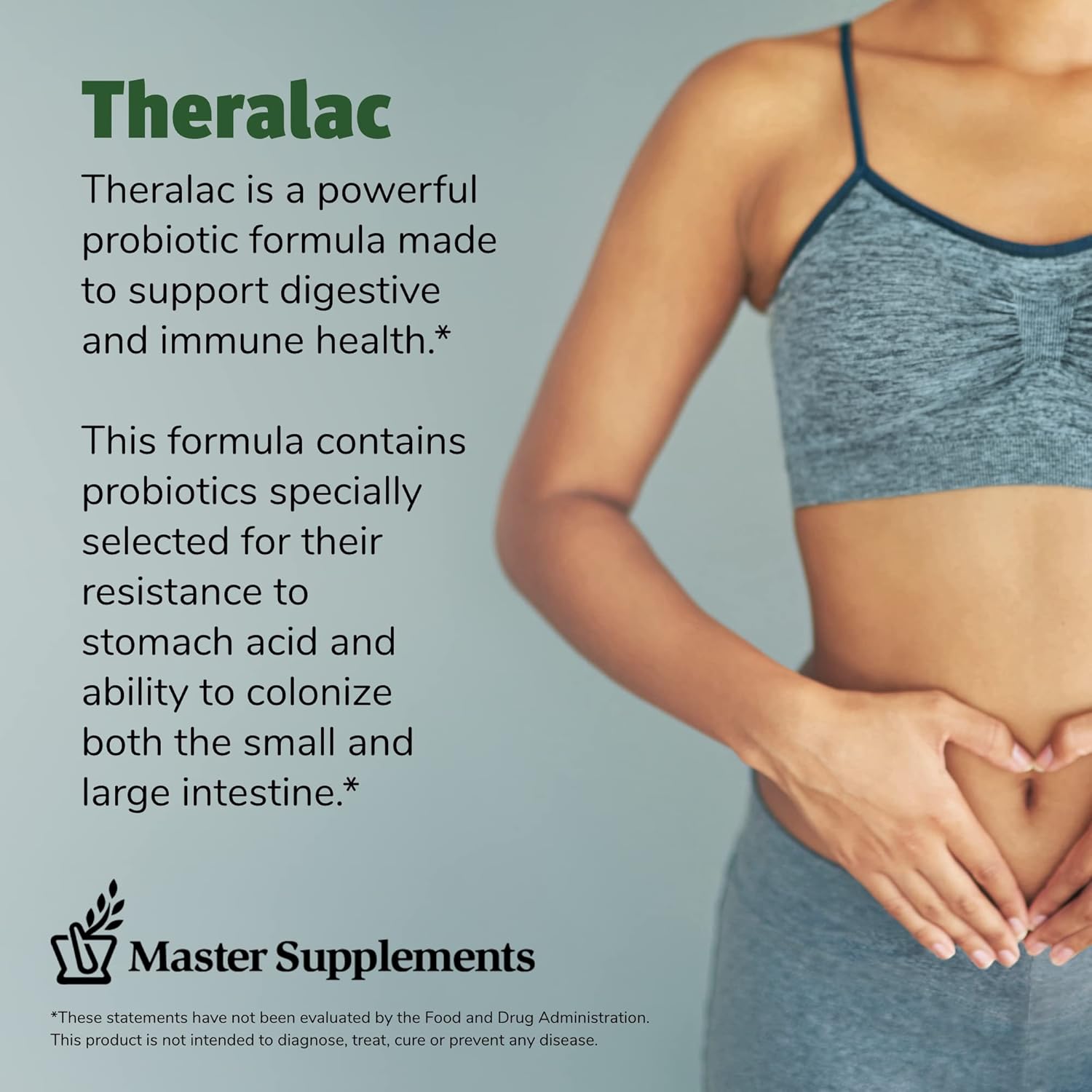 Master Supplements Theralac - 30 Capsules, Pack of 2 - Multi-Strain Probiotic for Optimal Gut Health + Gas & Bloating Relief - Gluten Free - 60 Servings
