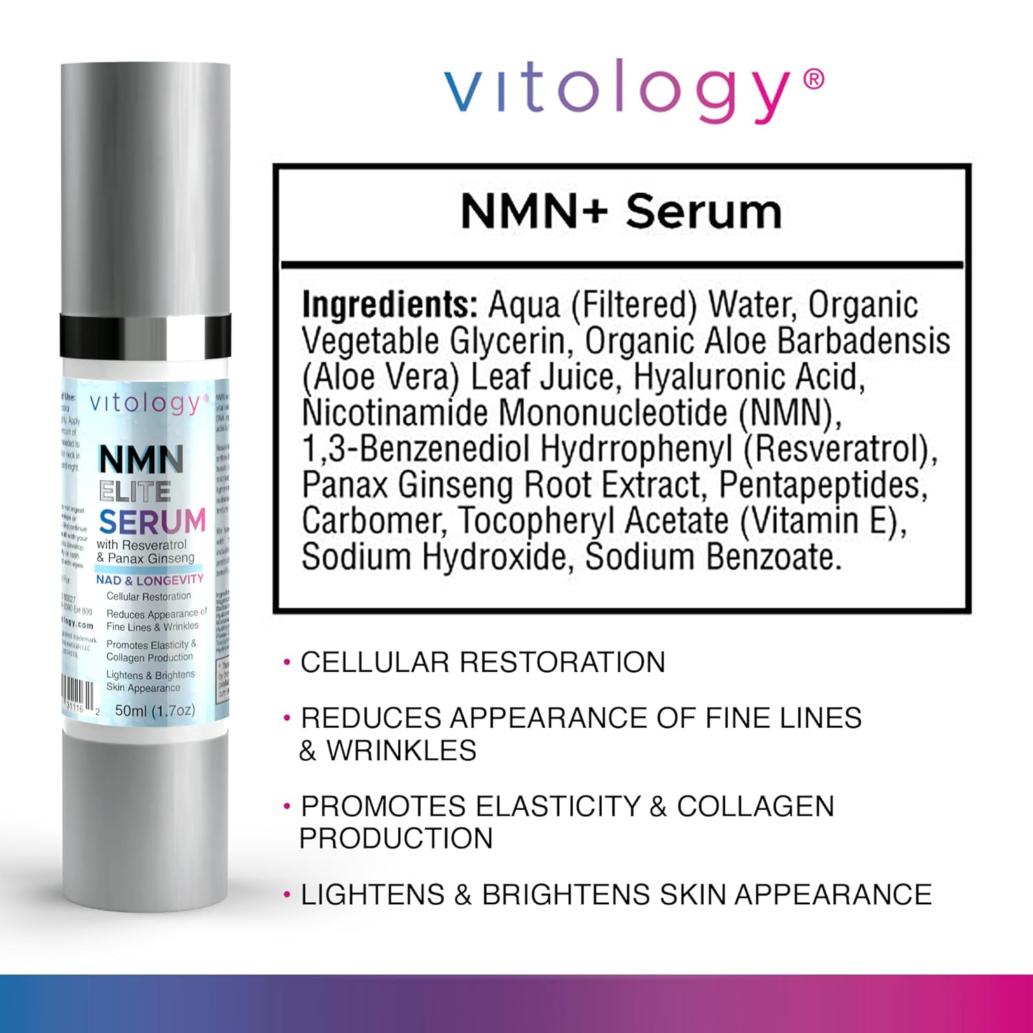 NMN + Resveratrol Face Serum – Cellular Renewal & Anti-Aging Formula with Hyaluronic Acid, Aloe & Ginseng – Boost NAD⁺, Hydrate, Firm & Revitalize Skin for Youthful Radiance – 1.7 fl oz