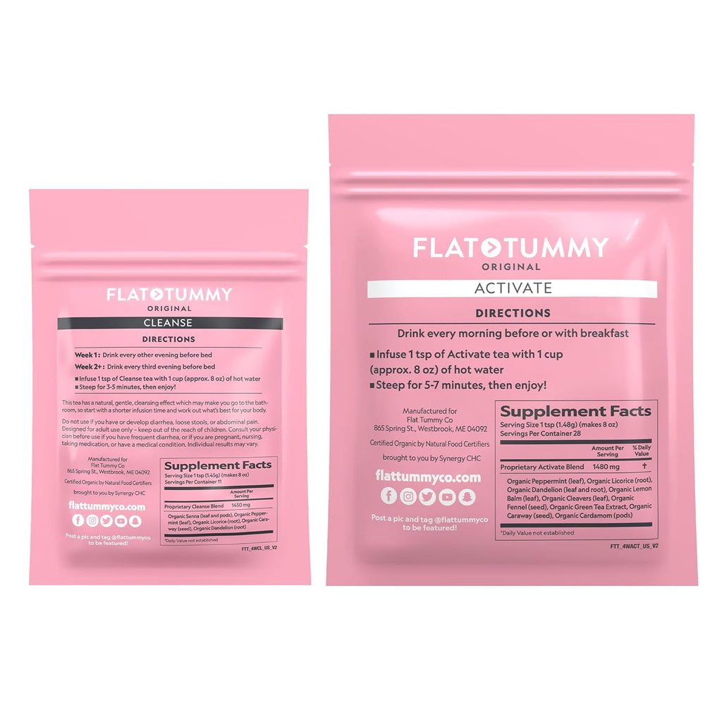 Flat Tummy Tea – 2-step, 4 Week Program – Detox Tea to Boost Energy & Reduce Bloating* - All Natural Detox Cleanse w/Green Tea, Lemon Balm, Dandelion, Fennel, & More - Digestion support (Pack of 3)