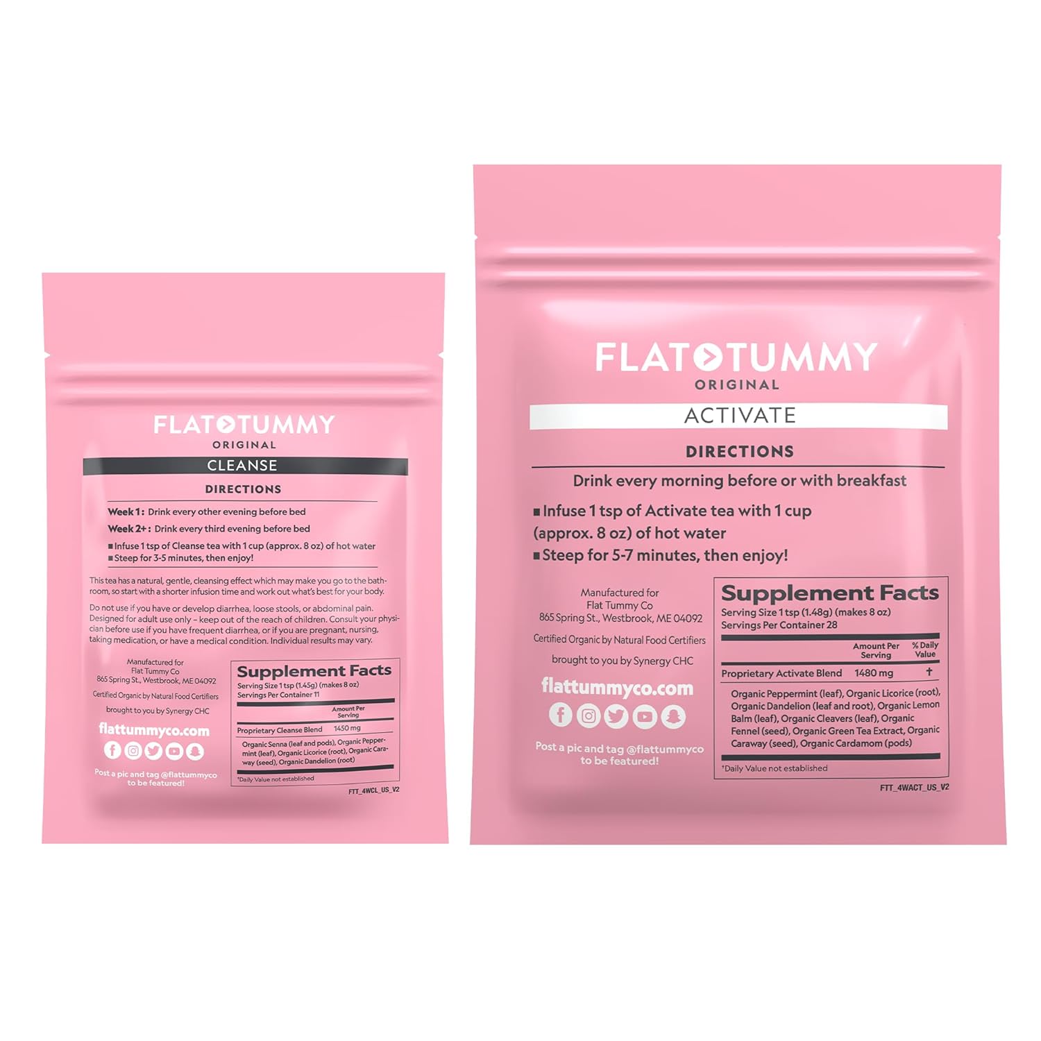 Flat Tummy Tea – 2-step, 4 Week Program – Detox Tea to Boost Energy & Reduce Bloating* - All Natural Detox Cleanse w/Green Tea, Lemon Balm, Dandelion, Fennel, & More - Digestion support (Pack of 3)