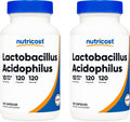 Nutricost Lactobacillus Acidophilus 10 Billion CFU, 120 Veggie Capsules - Probiotic (2 Bottles)