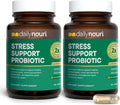 DAILYNOURI Stress Support Probiotic for Women & Men | Supports Cortisol Management, Stress Relief, Mood, Digestion & Gut Health | 3 Clinically Studied Strains + Vegan Omega Oil | 30-Day Supply