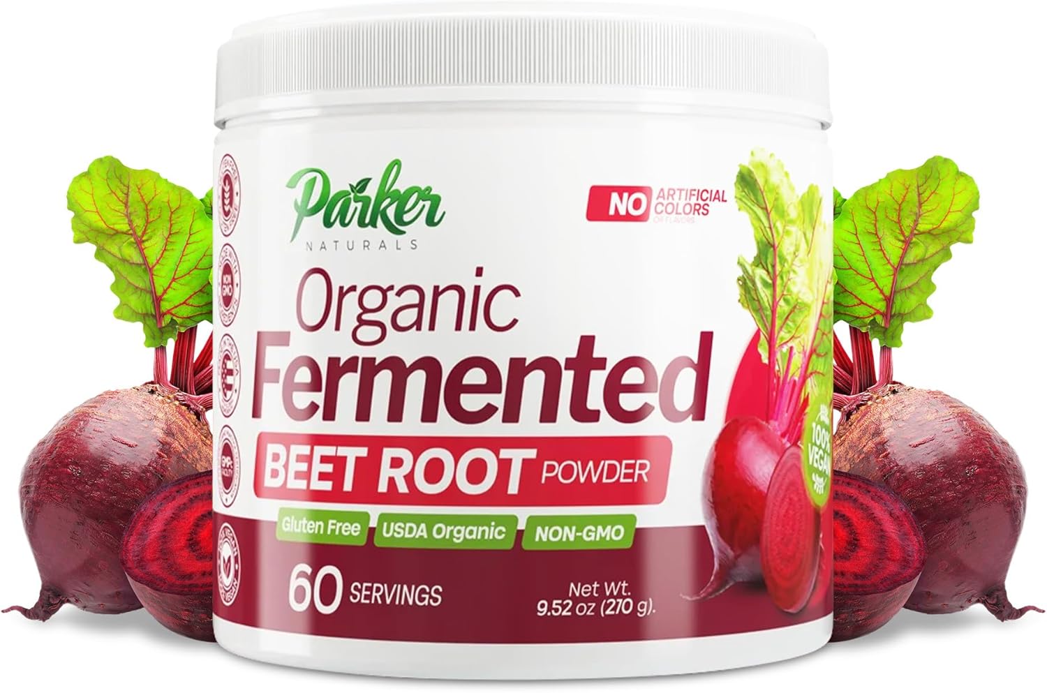 Organic Fermented Beet Root Powder, 9.52 oz Beet Powder Supports Healthy Immune System, Gluten Free, Non-GMO, & Vegan Beets Supplements, 60 Servings
