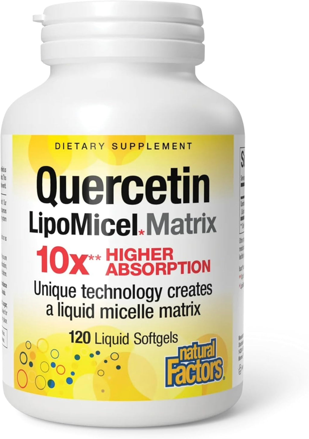 Natural Factors Quercetin LipoMicel Matrix for Superior Absorption, 120 Softgels