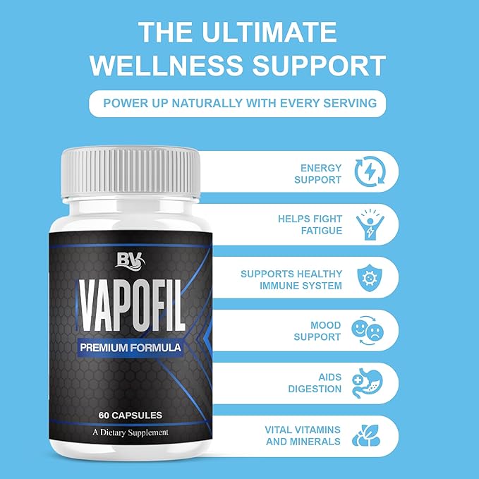 BLUE VIBE Vapofil Premium Wellness and Advanced Health Management Supplement Pills, Vapofil Maximum Strength Advanced Daily Health Support and Overall Wellness Formula Supplement (60 Capsules)