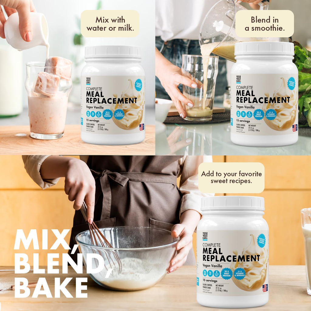 Yes You Can! Meal Replacement Shake - 20G Protein, 5G Fiber, 21 Vitamins & Minerals - Meal Replacement Protein Powder - Complete All-in-One Nutrition - 15 Servings (Vanilla) - 2 Pack