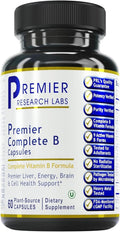 Premier Research Labs Complete B - Vitamin B Complex Supplement for Optimal Health | Vitamin B Supplement with Biotin | 9 Active B Vitamins | for Liver, Energy & Brain Support - 60 Capsules