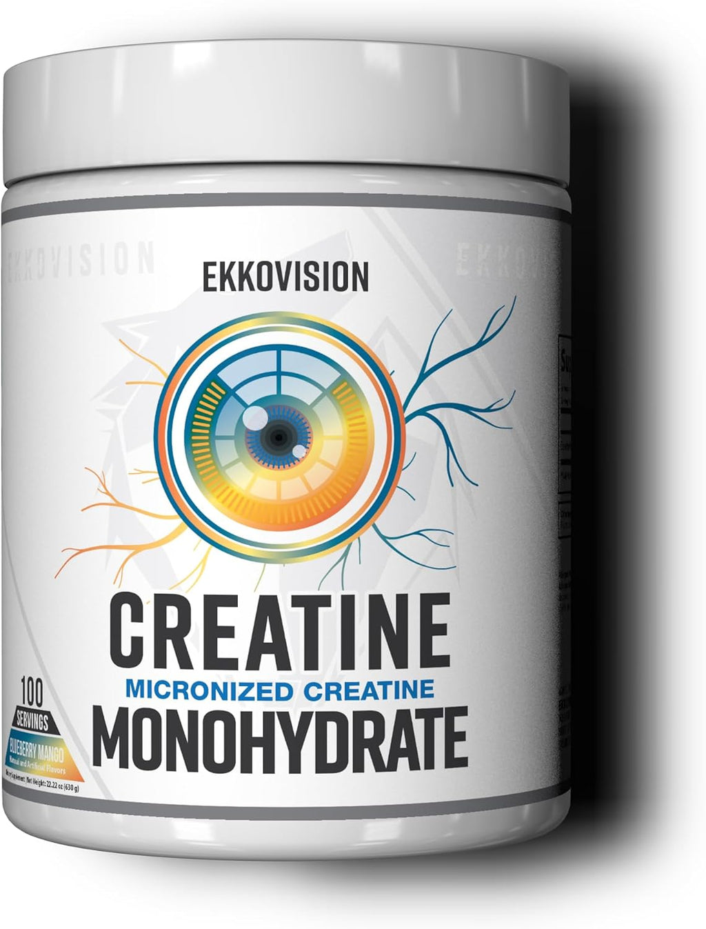 Ekkovision Creatine Monohydrate Powder, Micronized, Blueberry Mango, Pre Workout & Post Workout Supplement for Men and Women, Energy Support, Easy to Mix in Shakes, Smoothies & Beverages, 100 Servings