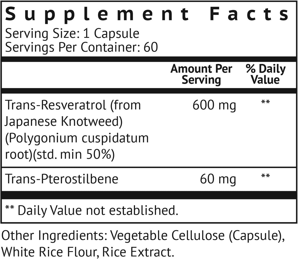 VitaMonk Resveratrol with Pterostilbene 600mg/60mg - No Artificial Fillers Healthy Aging and Longevity Supplement - 60 Capsules - Precise Formula with Trans Pterostilbene Resveratrol Supplements