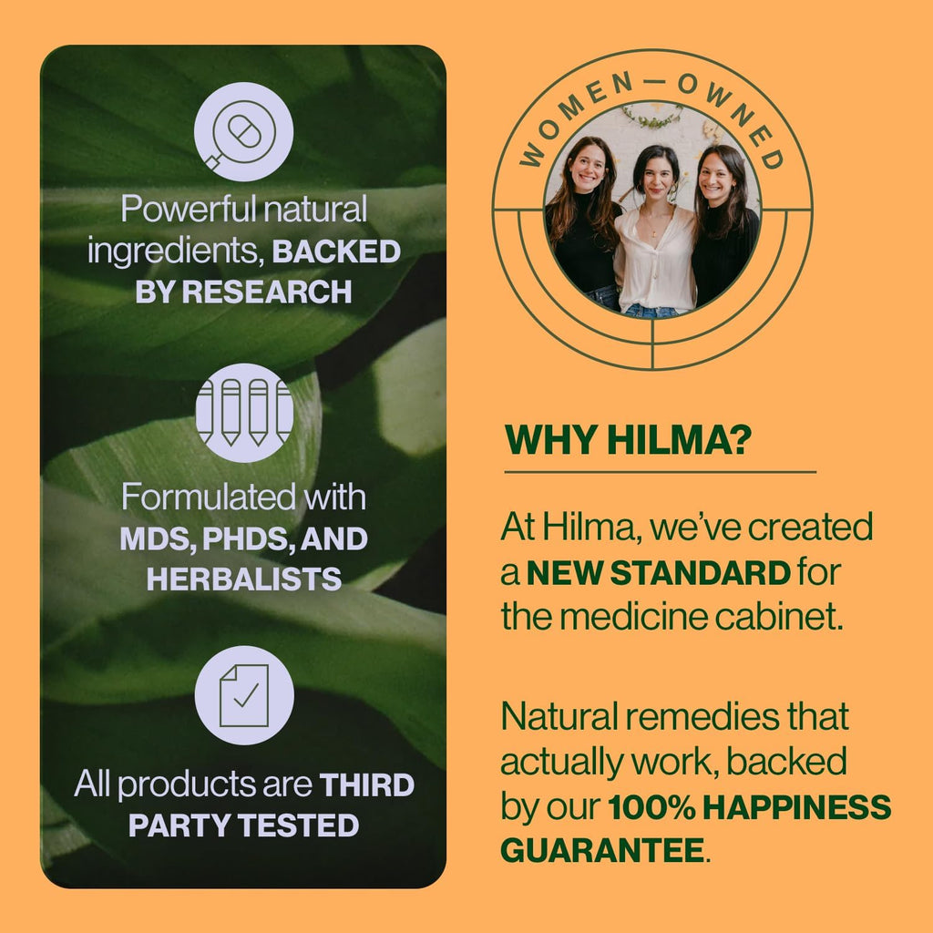 Hilma Pre and Probiotic with Herbs - Support Gut Health with Prebiotics and Probiotics, Plus Gas and Bloating Relief for Women & Men, 60 Vegan Capsules