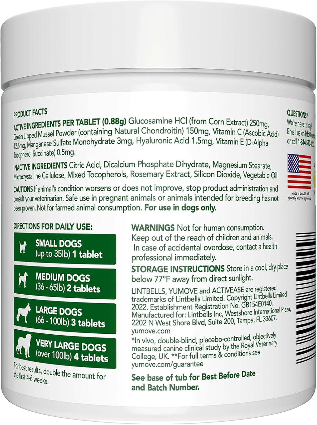 YuMOVE Hip & Joint Supplement for Dogs with Glucosamine, Hyaluronic Acid, Green Lipped Mussel & Omega 3 Joint Supplement - Regular and Advanced Strength (120ct, Chewable Tablets)