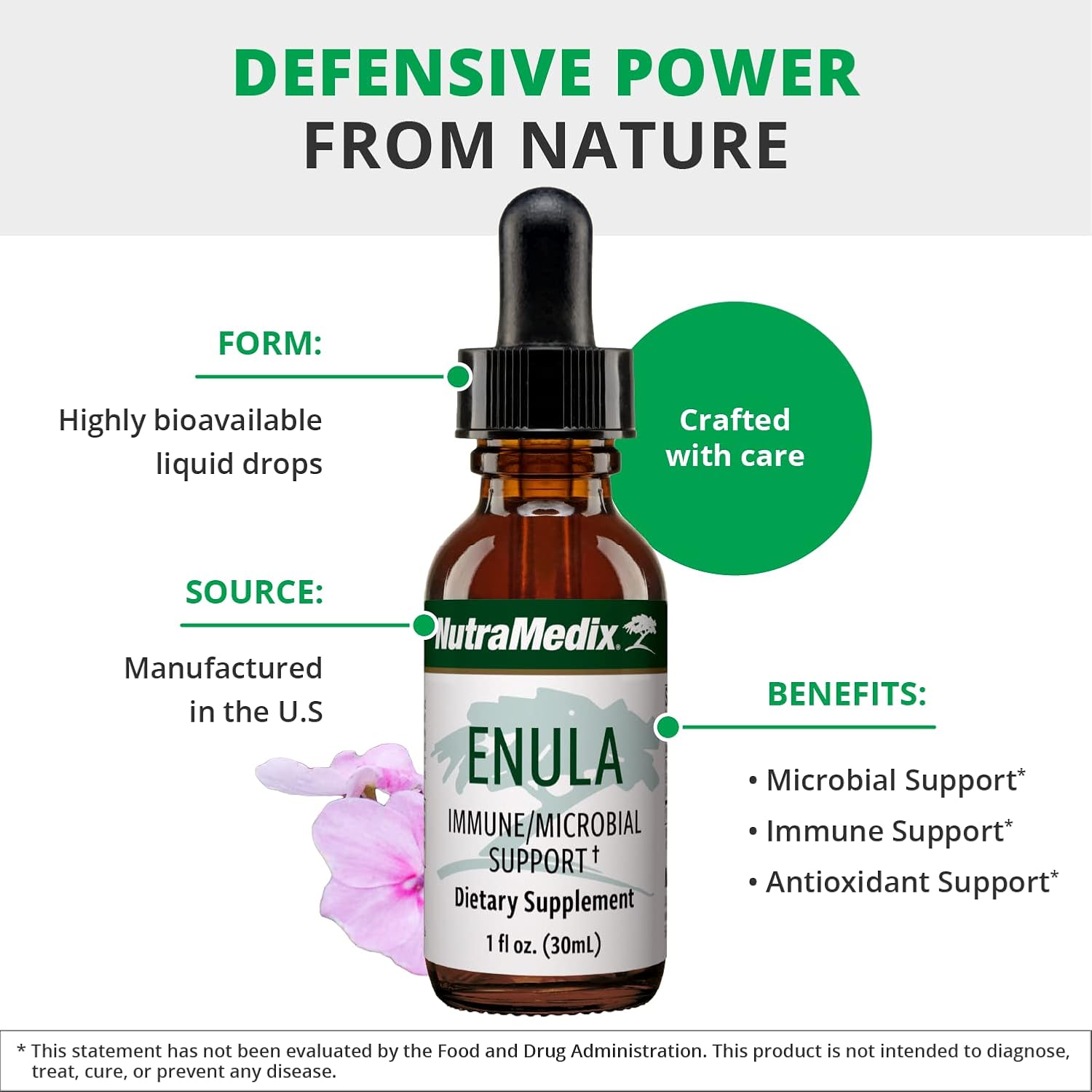 NutraMedix Enula Liquid Drops for Antioxidant & Immune Support - Elecampane Root & Jalap Root Extract to Promote Healthy Immune Defense - Bioavailable Herbal Supplement (2oz / 60ml)