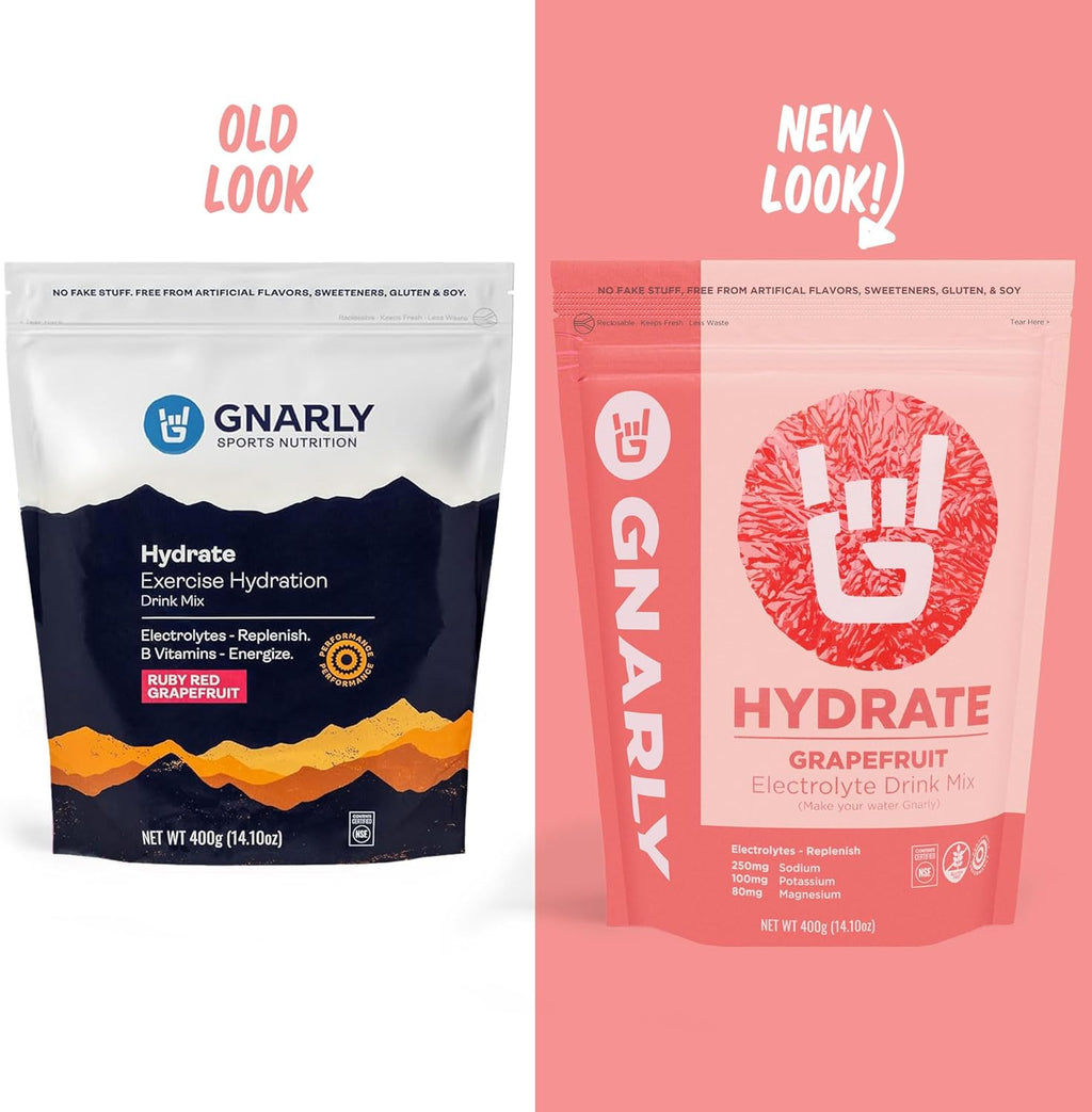 Gnarly Nutrition Hydrate Electrolyte Powder – Ruby Red Grapefruit Exercise Hydration Drink Mix – NSF Contents Certified – Electrolyte Solution, Performance & Recovery – Ruby Red Grapefruit, 14.10 oz