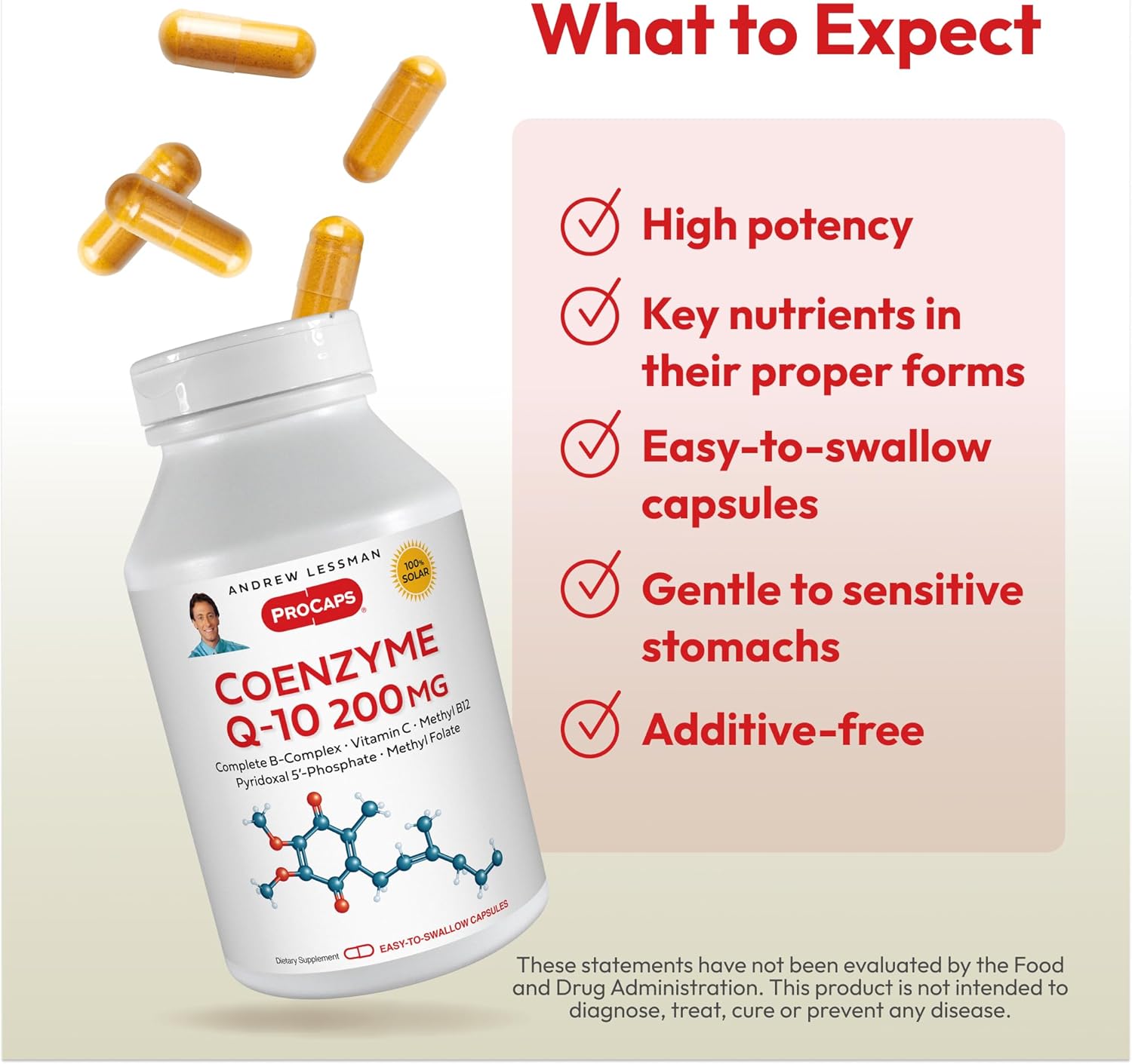ANDREW LESSMAN Coenzyme Q-10 200 mg 30 Capsules - Essential for Energy Production and Optimum Key Organ Function, Anti-Oxidant Support, Depleted by Aging, Plus B-Complex. Easy to Swallow Capsules