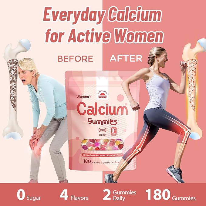 Calcium Gummies for Women – 1500mg Calcium Citrate with Vitamin D3, K2, Magnesium, Zinc, Boron & Soy Isoflavones – Calcium Supplement, Vegan, Zero Sugar, Mixed Fruit Flavors, 180 Count