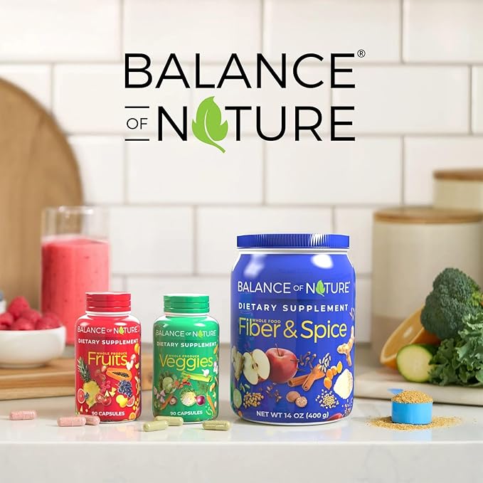 Balance of Nature Whole Food Supplement with Fruit and Vegetable Ingredients for Women, Men, and Kids - 90 Capsules, 3 Sets