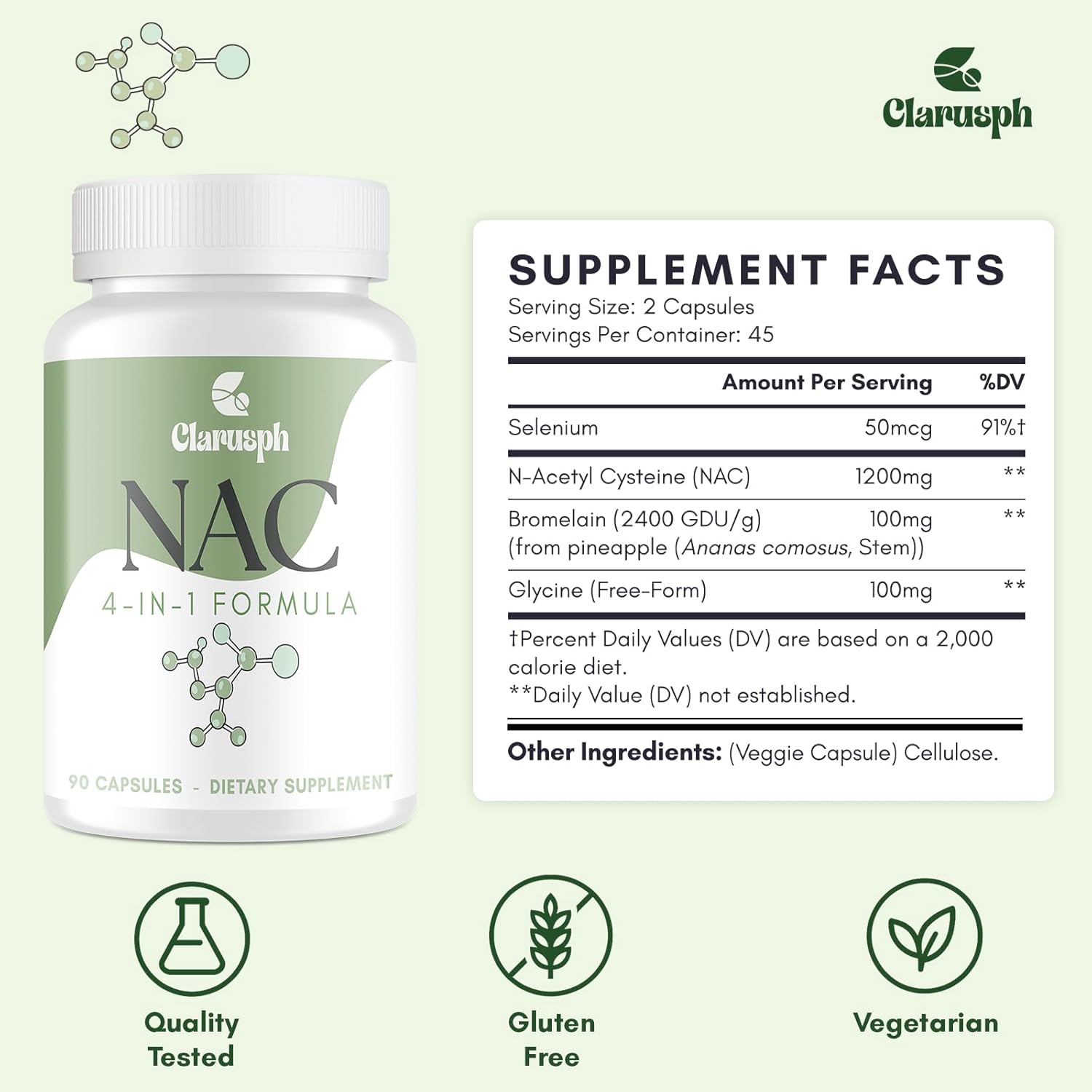 High Dose NAC Supplement 1200mg | N-Acetyl Cysteine Amino Acid Supplement for Respiratory | Antioxidants Supplements for Overall Well-Being | 180 Capsules
