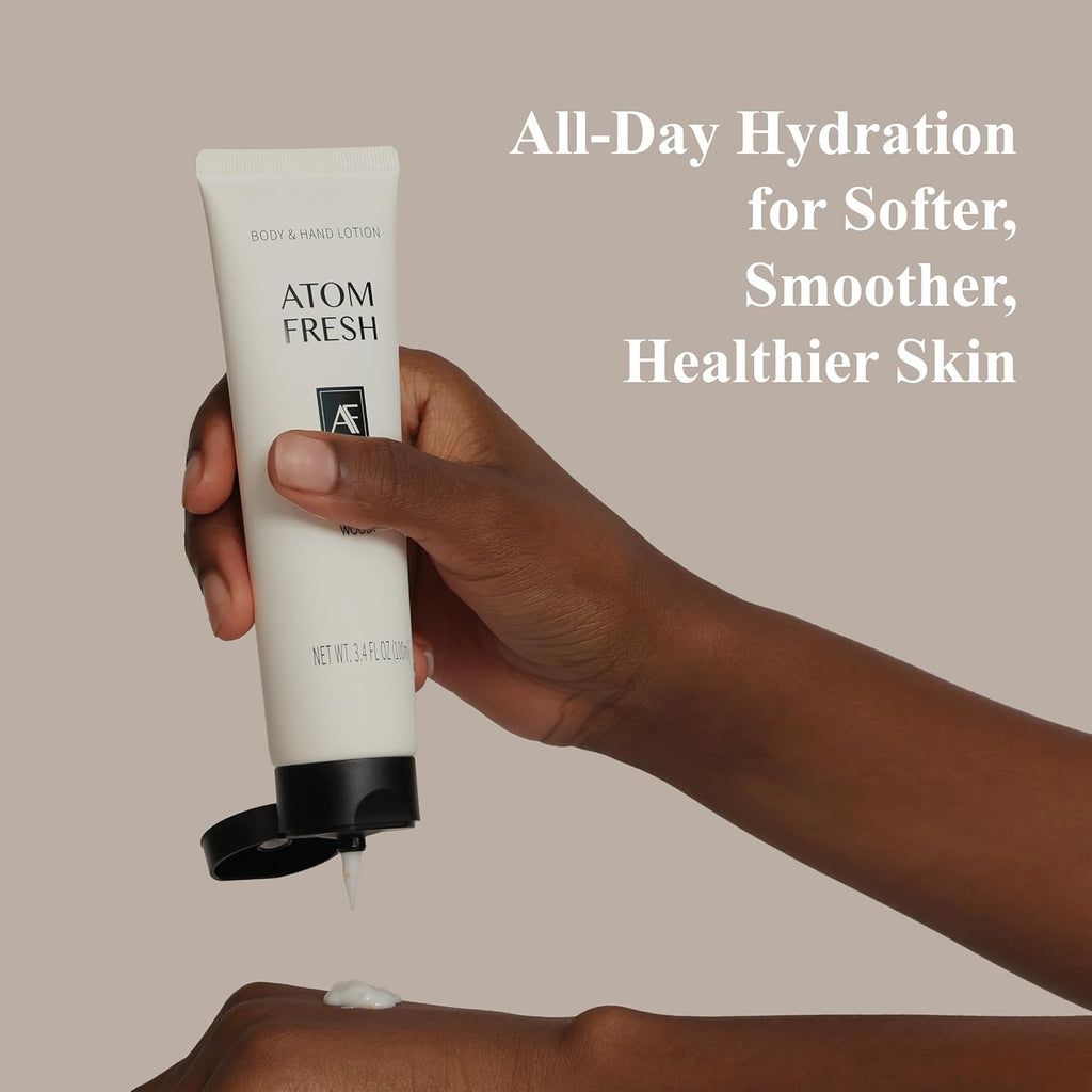 Atom Fresh Hand Cream for Women, Rose Freesia Oud | Hydrates & Strengthens Skin Barrier | Soothes Dry, Sensitive Hands | With Ceramides & Niacinamide, Vegan (3.4 fl oz)