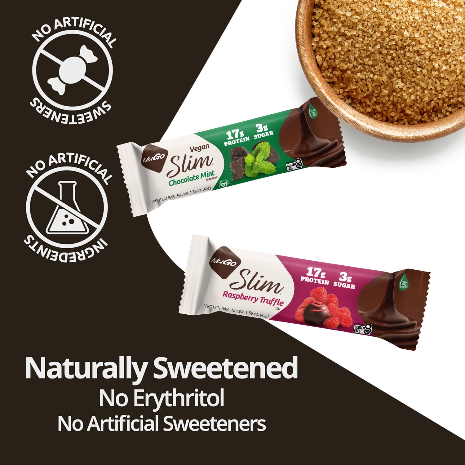 NuGo Slim Dark Chocolate Mint, 17g Vegan Protein, 3g Sugar, 6g Fiber, Low Net Carb, Keto Friendly, Gluten Free, 12 Count