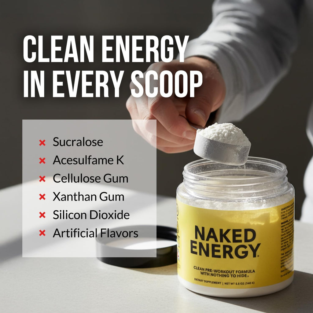 NAKED Energy - Pure Pre Workout Powder for Men and Women, Vegan, Unflavored, Healthy Pre Workout - No Added Sweeteners, Colors Or Flavors - 50 Servings
