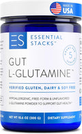 Essential Stacks Gut L-Glutamine Powder - Exclusively Made in USA - Pure L Glutamine Powder for Gut Health (60 Servings, Unflavored)