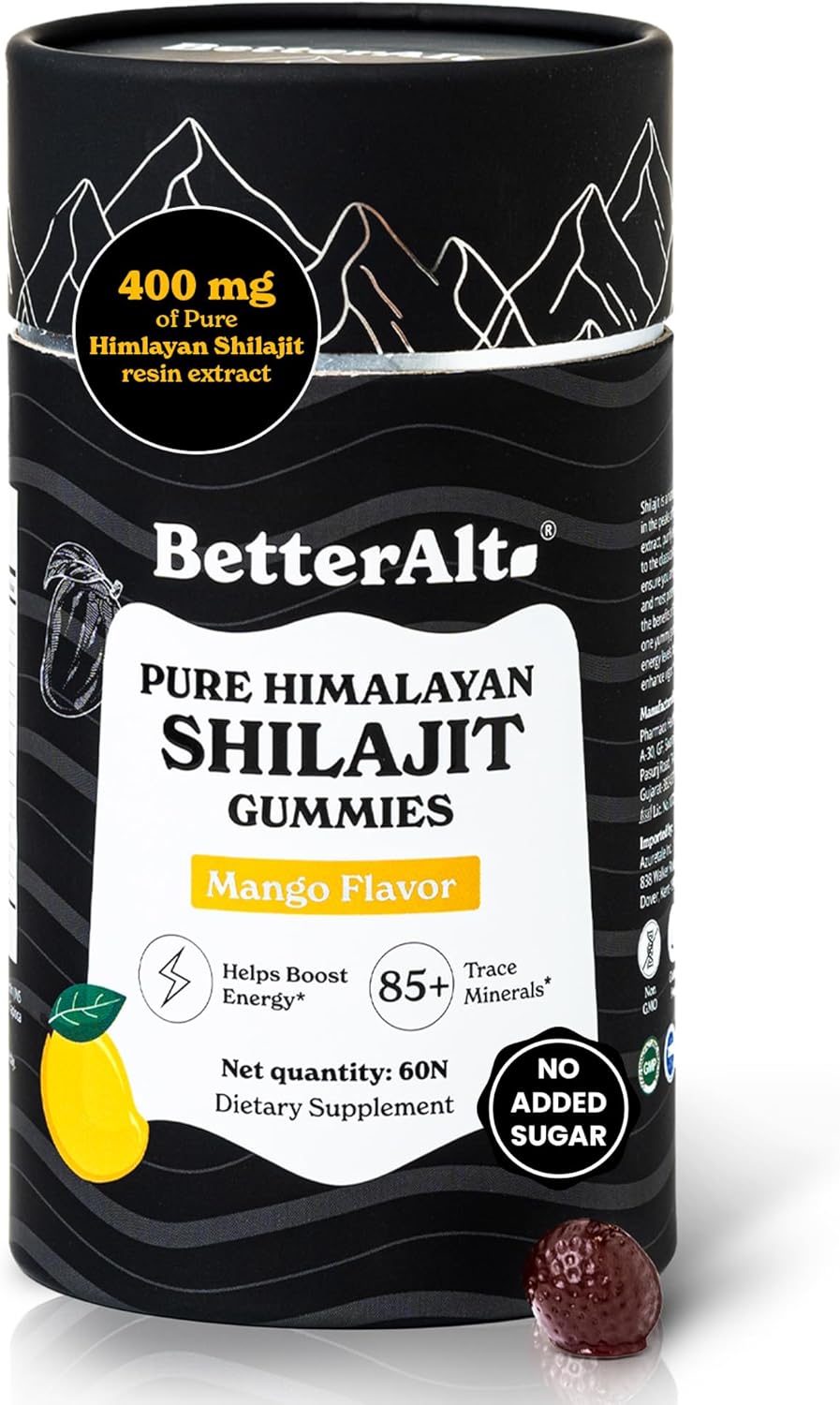 Pure Himalayan Shilajit Gummies with Shilajit |High Potency Gold Grade| 60 Gummies for Energy Boost & Immune Support, 75 Percent + Fulvic Acid| Travel Friendly Mango Flavor