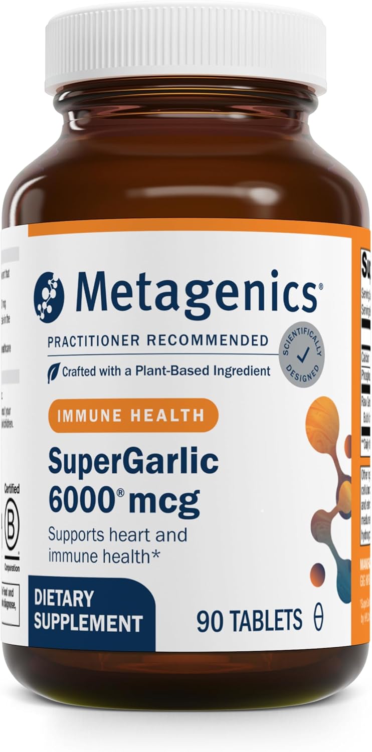 Metagenics SuperGarlic 6000 - Super Concentrated 6000 mcg Allicin - Supports Heart Health & Immune System* - Allicin Garlic Supplement - Non-GMO & Vegetarian - 90 Tablets