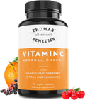 Thomas' all-natural Remedies Vitamin C with Organic Elderberry, Organic Citrus Bioflavonids - Whole Food Supplement - Non-GMO - Raw Vegan - 90 Capsules