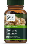 Gaia Herbs Everyday Immune Mushrooms&Herbs-Immune Support Supplement to Help Aid Overall Wellness* -with Turmeric Curcumin, Astragalus, Cordyceps, and Chaga Mushrooms-60 Vegan Capsules(30-Day Supply)