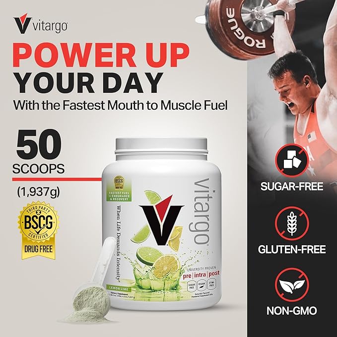 Vitargo Carbohydrate Powder | Feed Muscle Glycogen 2X Faster | 4.4 LB Lemon & Lime Pre Workout & Post Workout Recovery Powder | Carb Supplement for Recovery, Endurance, Gain Muscle Mass