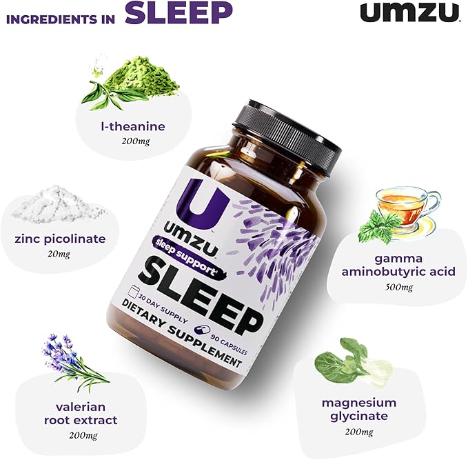 UMZU Sleep Magnesium Glycinate Supplement, (30 Day Supply) – with GABA L-Theanine Zinc & Herbal Extracts – Magnesium Glycinate for Sleep Relaxation Calm Mood & L-Theanine Nightly Wellness Support