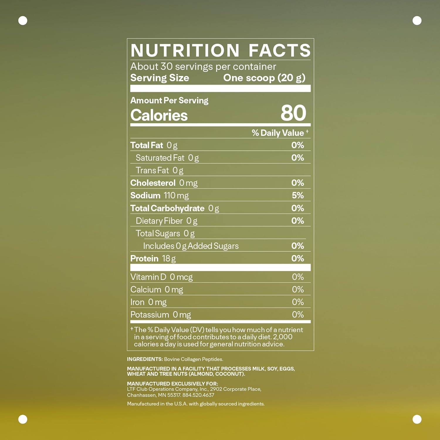 LTH Prime Collagen Peptides - Trusted by Life Time Fitness Members - Collagen Powder for Digestive Health - Supports Healthy Joints, Hair & Skin - from Grass-Fed Cows - Unflavored - 30 Servings