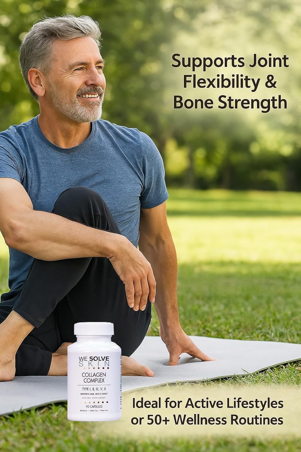 Multi Collagen Peptides Pills for Women & Men – Types I, II, III, V, X – Hydrolyzed Marine & Chicken Collagen – Bovine Collagen I & III – Hair, Skin, Nails, Joints & Bones – Gluten-Free – 90 Capsules