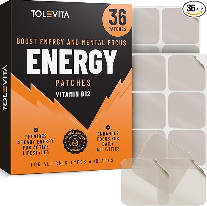 Energy Patches with Vitamin B12-36 Pcs | Energy, Mental Focus & Vitality | Perfect Active Lifestyles, Fitness, Workouts, Travel & Daily Use