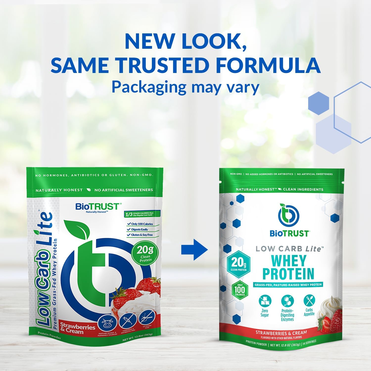BioTrust Low Carb Lite, 20 Grams of Grass-Fed Whey Protein Isolate, 100 Calories, ProHydrolase Digestive Enzymes, Non-GMO, Free from Soy and Gluten, rBGH-Free (14 Servings) (Strawberries and Cream)