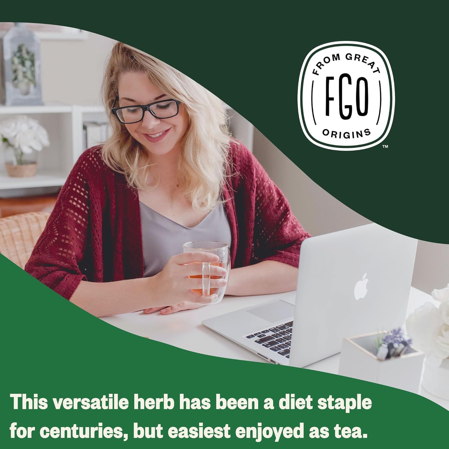 FGO Organic Nettle Leaf Herbal Tea, 20 Count, Eco-Conscious Tea Bags, Caffeine Free, Resealable Bag, Packaging May Vary (Pack of 1)