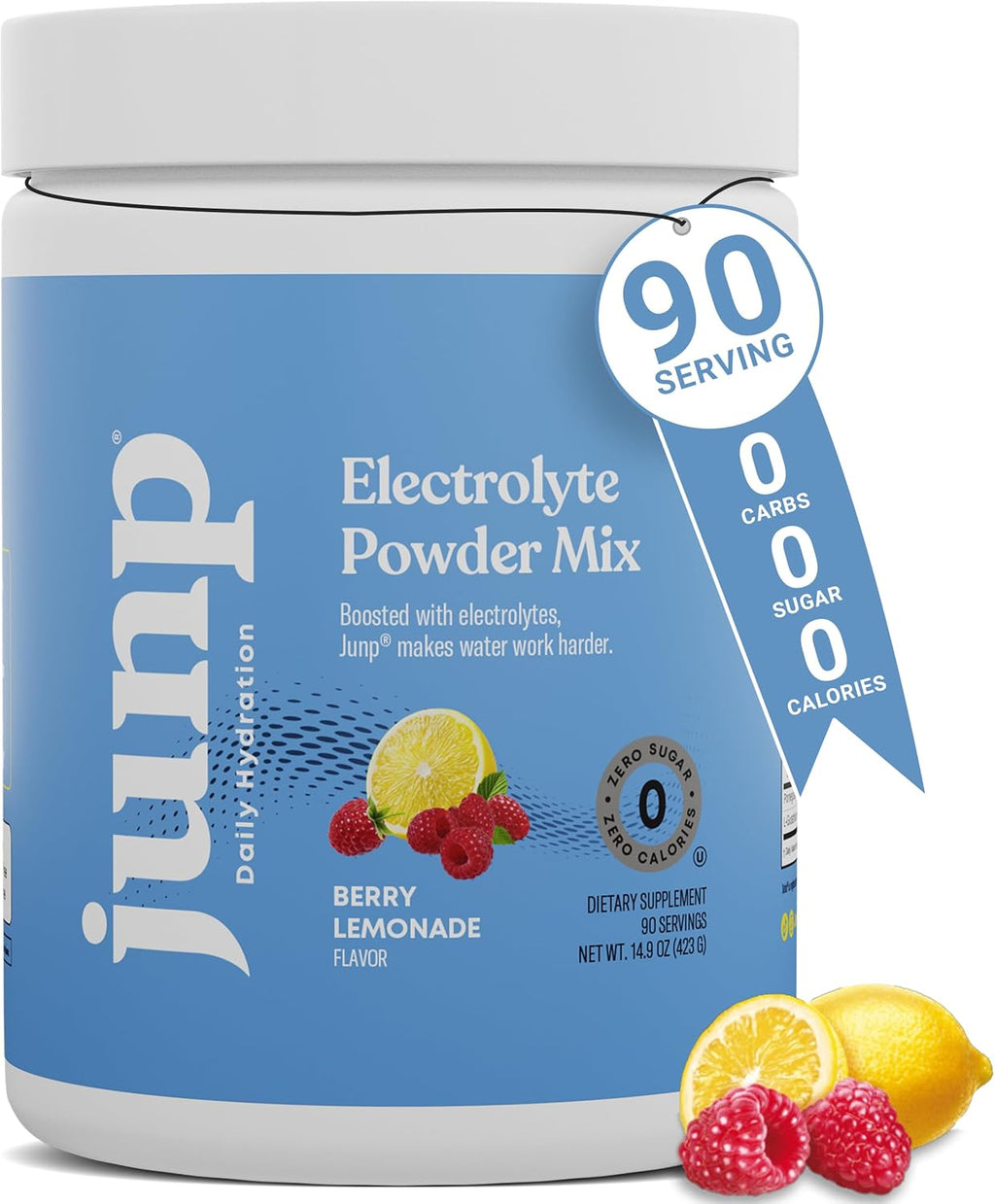 JUNP Electrolytes Powder No Sugar No Carbs – Berry Lemonade Keto Electrolyte Drink Mix - Potassium & Salt Hydration Powder Electrolytes - Zero Calorie Sugar Free Electrolyte Powder, 90 Servings