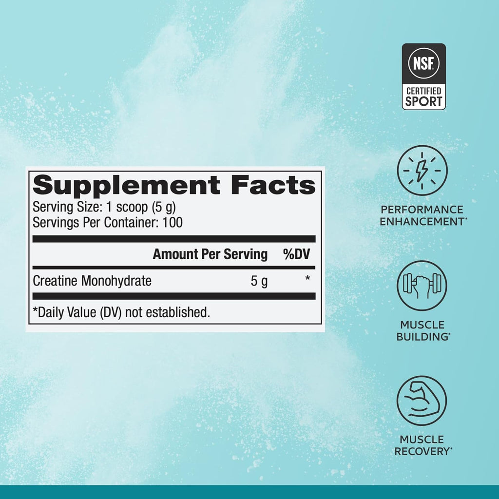 Dr. Mercola Pure Power Creatine Monohydrate - Supports Strength & Performance - Unflavored - NSF Certified - Quick-Dissolving Powder - 17.60 oz - 100 Servings