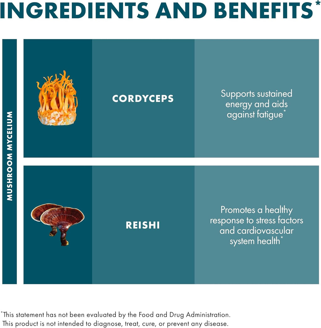 Host Defense CordyChi Capsules - Energy & Immune Support Supplement - Cordyceps & Reishi Mushroom Supplement for Relaxation & Respiratory Support - Aids Against Tiredness - 120 Capsules (60 Servings)*