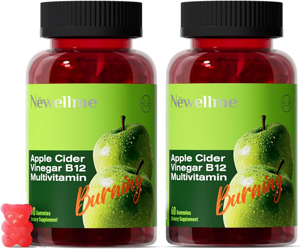 Sugar-Free Apple Cider Vinegar (ACV) Gummies with The Mother & B12, Vegan, Non-GMO, Gluten- & Gelatin-Free, 120 Count, Great Taste, Keto-Friendly