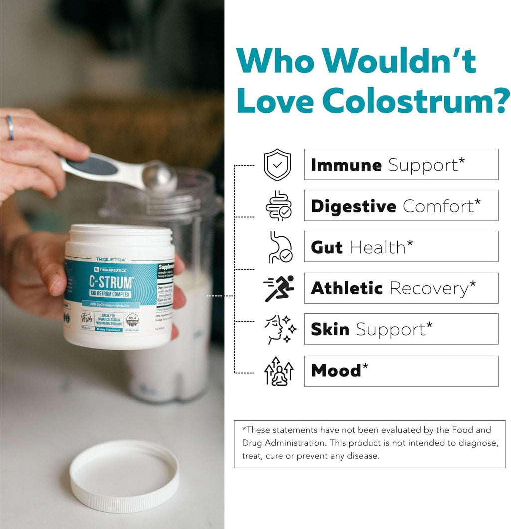 C-Strum® Organic Bovine Colostrum Powder, 60% igG, First Milking, Grass Fed, Max Strength Colostrum Supplement from German Dairy Cows - Gut, Immunity, Skin & Hair Support (60 servings)