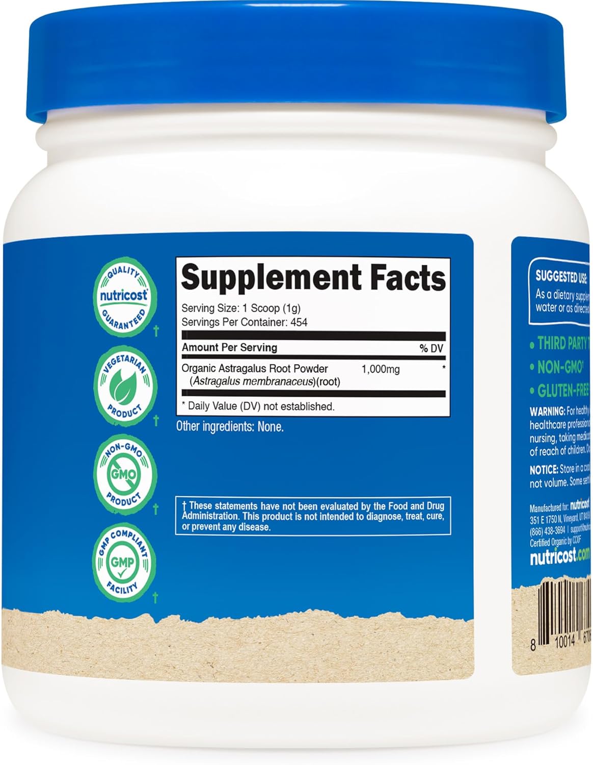 Nutricost Organic Astragalus Root Powder 1LB - Gluten Free, Non-GMO, Vegetarian