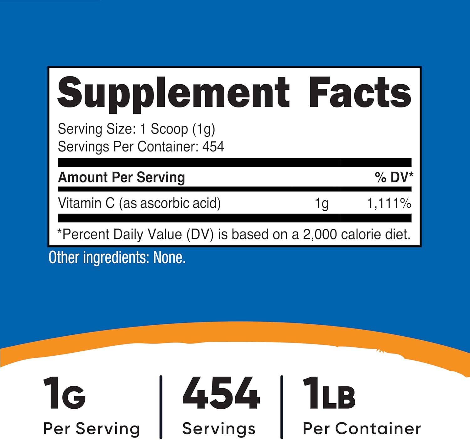 Nutricost Pure Ascorbic Acid Powder (Vitamin C) 1LB