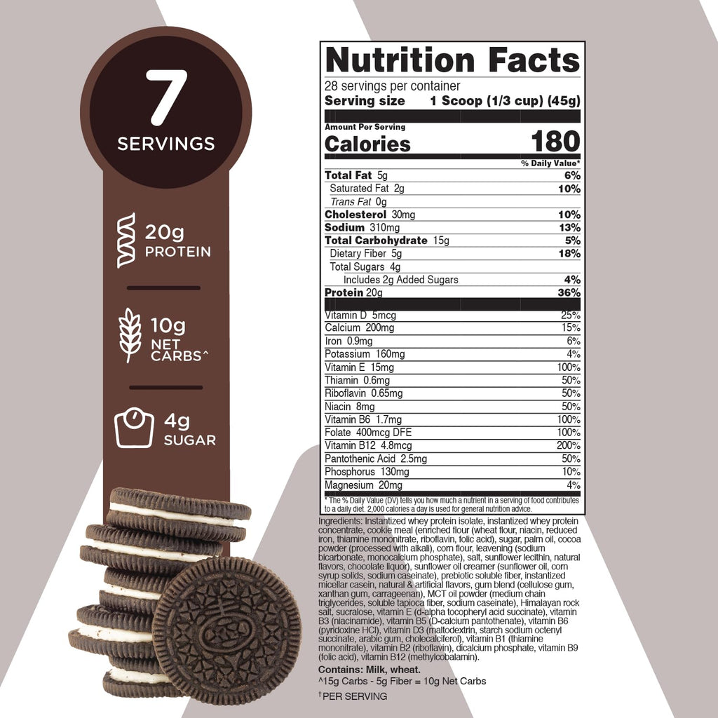 TransformHQ Meal Replacement Shake Powder 7 Servings (Cookies & Cream) - Gluten Free, Non-GMO