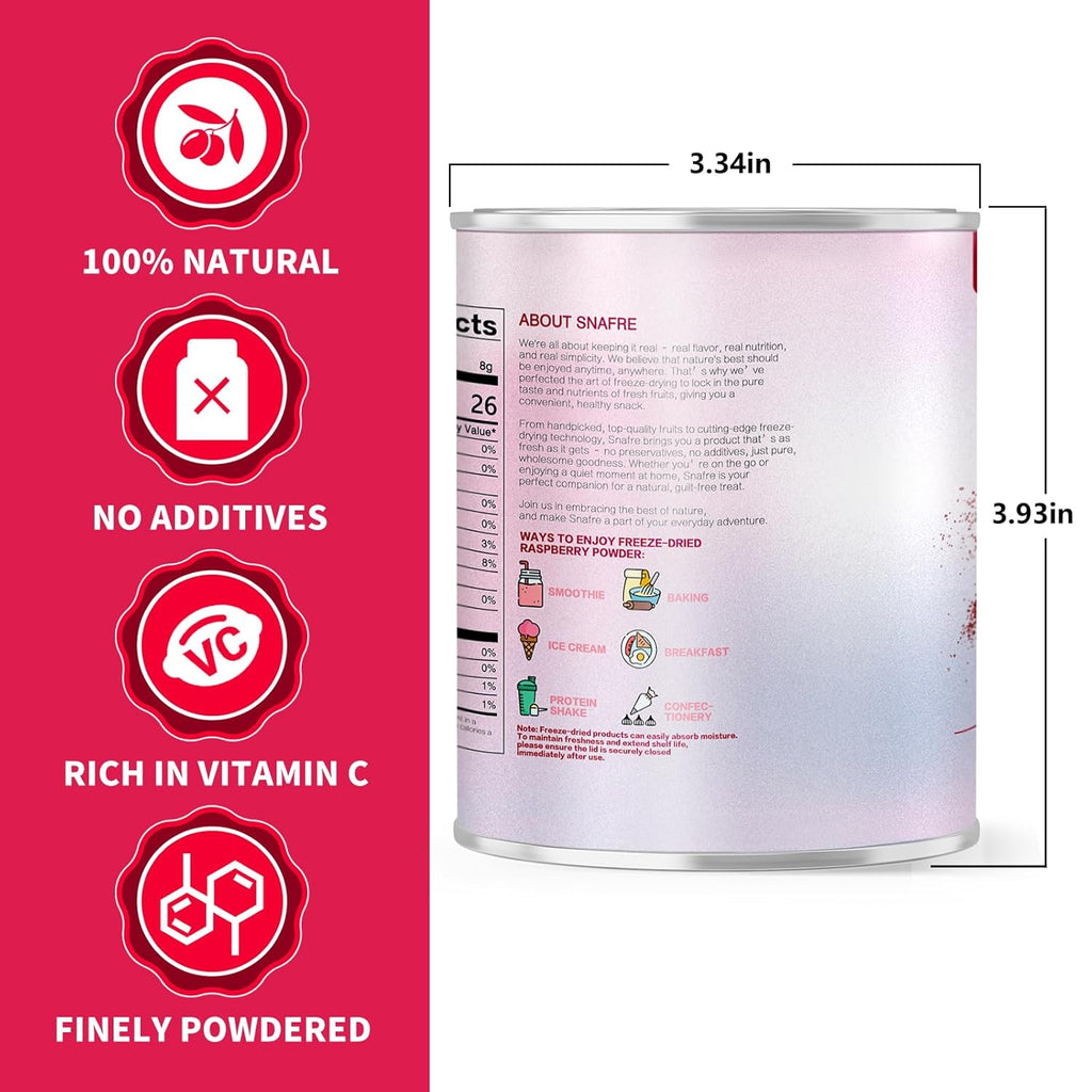 Raspberry Powder, Freeze Dried Raspberry Powder, Natural, No Sugar & Additives, 160G/5.64OZ, Freeze Dried Fruit Powde-r for Baking, Beverages, Smoothies, Yogurt
