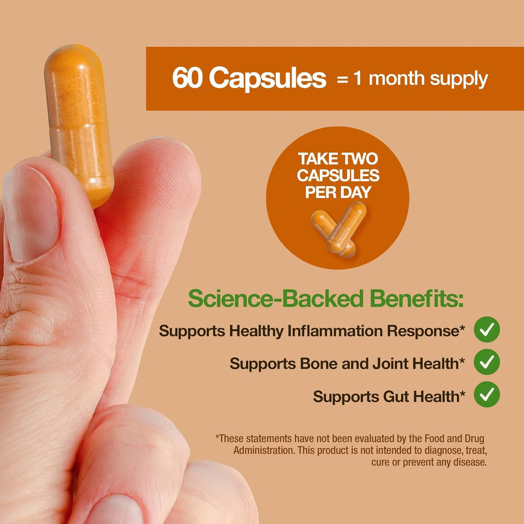 Turmeric Curcumin Capsules - Ultra High Absorption - 60ct - 1000mg per Serving