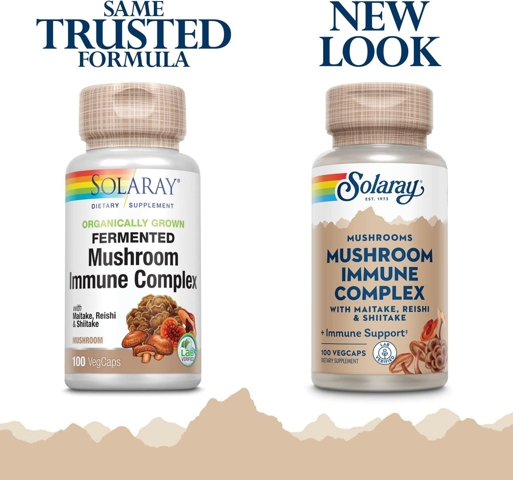 SOLARAY Organically Grown Fermented Mushroom Immune Complex 600 mg | Healthy Immune Function Support | 100 VegCaps