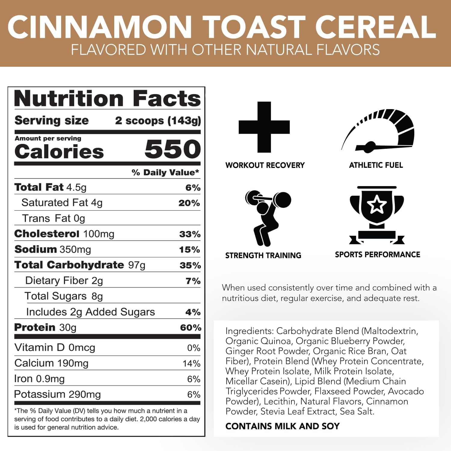 RIVAL NUTRITION Naturally Flavored Clean Gainer (5 lb, Cinnamon Toast Cereal)
